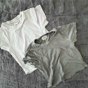 MATE White and Olive cropped T-Shirts